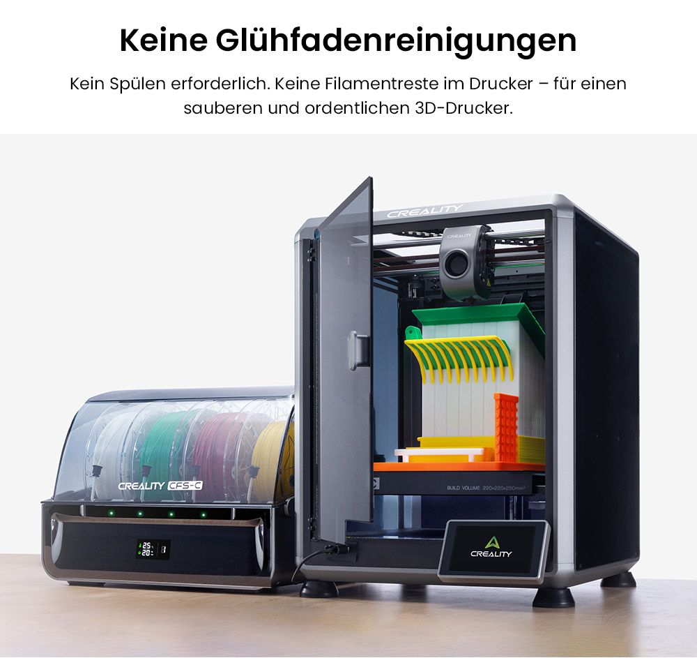 Creality CFS-C Filamentsystem für K1C / K1 Max / K1 / K1 SE, bis zu 16 Farben, automatisches Schneiden, Auslauferkennung & Echtzeitüberwachung