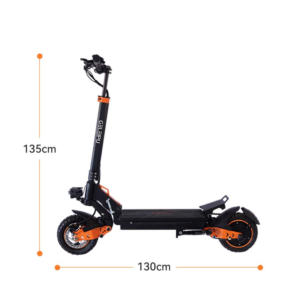 GELEIPU Z1 elektromos robogó, 1200 W-os motor, 48 V 20 Ah akkumulátor, 10 hüvelykes gumik, 60 km/h maximális sebesség, 60 km hatótáv, első és hátsó tárcsafék, négykaros lengéscsillapító