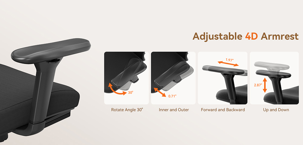 NEWTRAL MagicH-BP Ergonomic Chair with Footrest, Auto-Following Backrest, Adaptive Lower Back Support, Adjustable Armrest Headrest, 3 Positions to Lock - Black