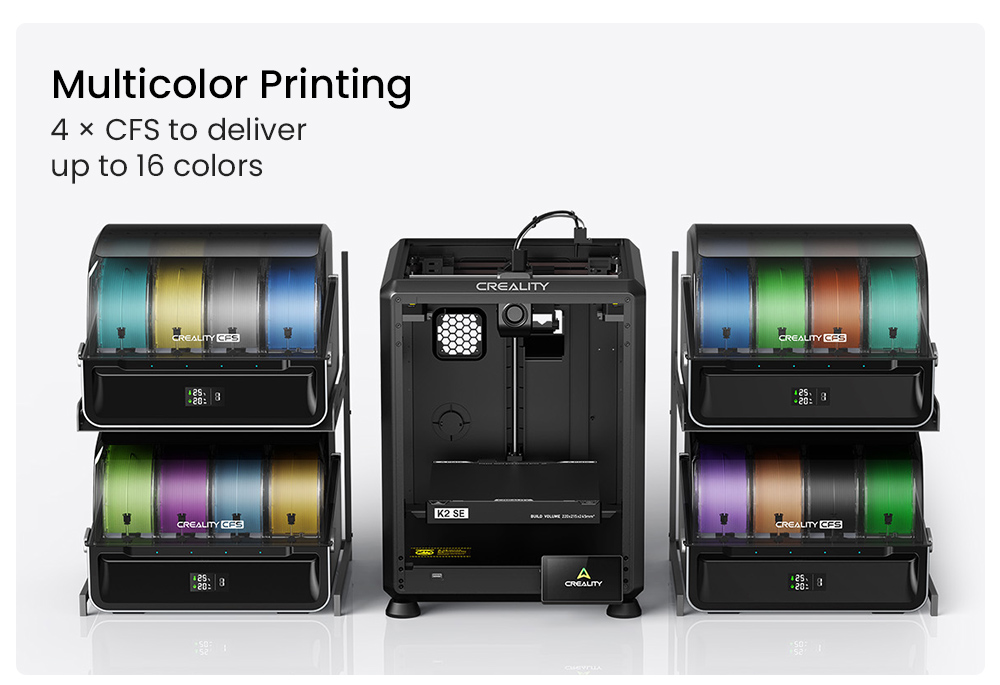 Creality K2 SE Combo 3D Printer, 500mm/s Speed, 0.1mm Precision, 220×215×245mm Build Volume, Auto Leveling, 300°C Nozzle for Multi-Material Printing