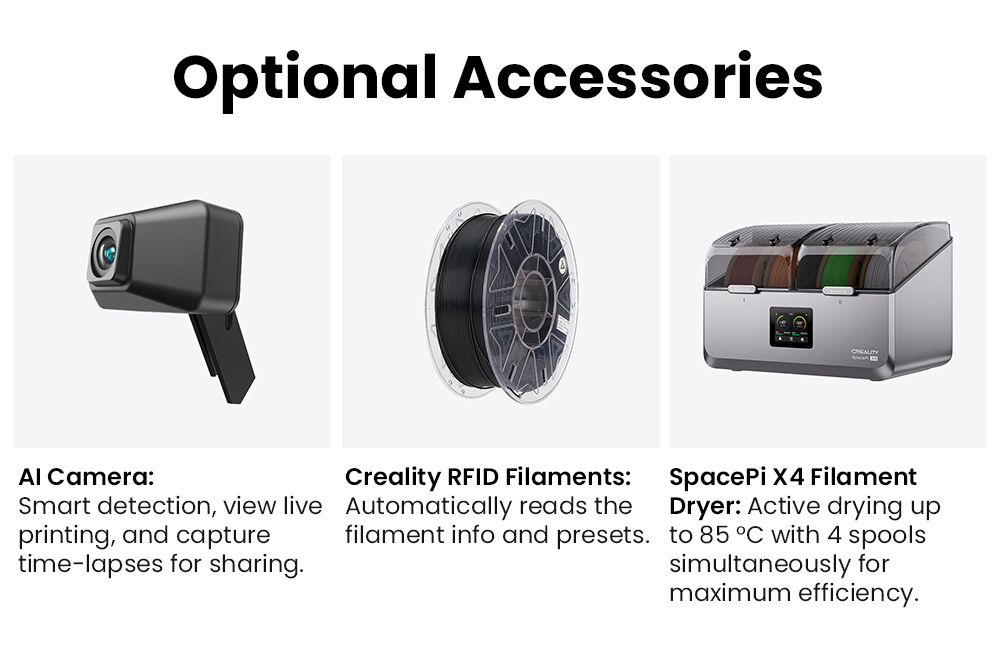 Creality K2 SE Combo 3D Printer, 500mm/s Speed, 0.1mm Precision, 220×215×245mm Build Volume, Auto Leveling, 300°C Nozzle for Multi-Material Printing