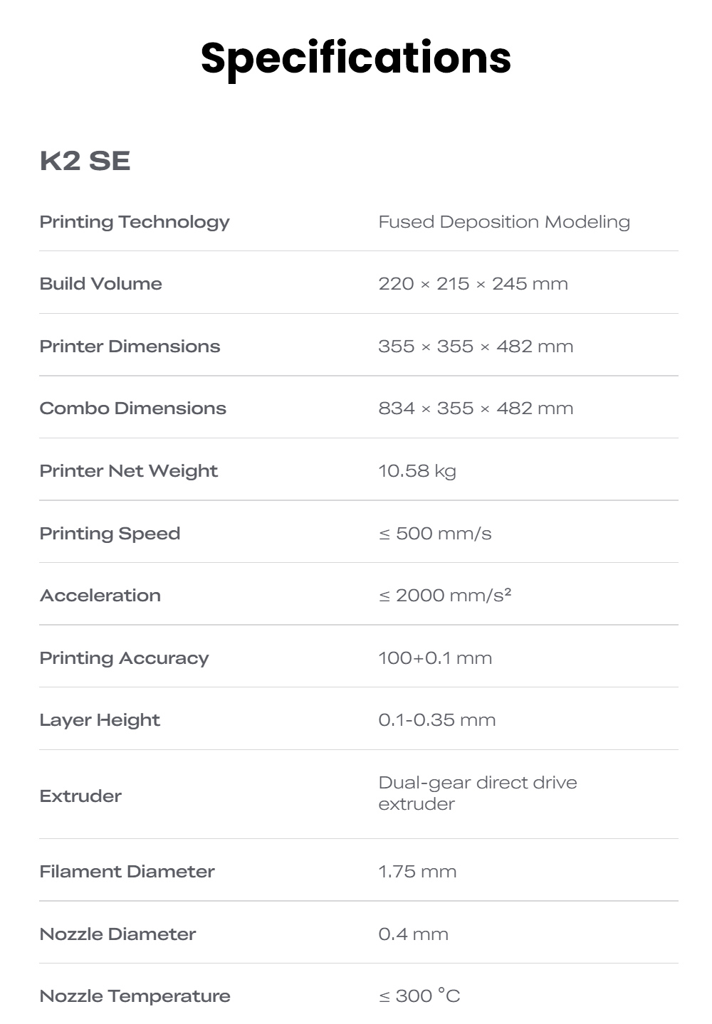 Creality K2 SE Combo 3D Printer, 500mm/s Speed, 0.1mm Precision, 220×215×245mm Build Volume, Auto Leveling, 300°C Nozzle for Multi-Material Printing