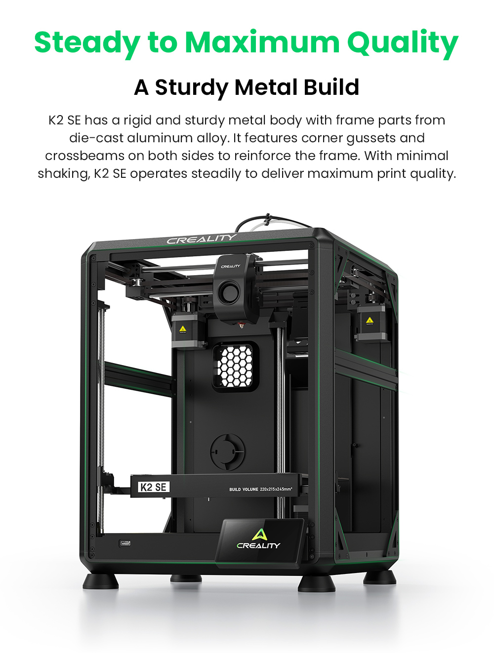Creality K2 SE Combo 3D Printer, 500mm/s Speed, 0.1mm Precision, 220×215×245mm Build Volume, Auto Leveling, 300°C Nozzle for Multi-Material Printing