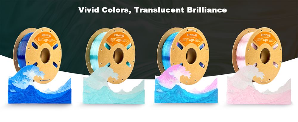 ERYONE High Speed Translucent Gradient Multi-Color PETG Filament, 1kg - Rose Red & Blue