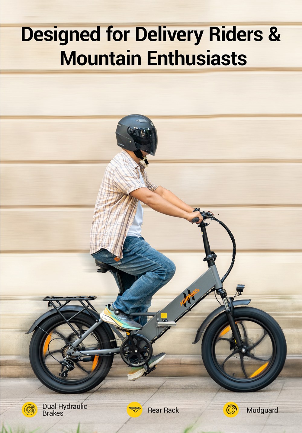 HillMiles Mile 2 Electric Bike, 250W Motor, 36V 13Ah Battery, 100km Range, 20*3 inch Tires, Dual Hydraulic Brakes - Blue