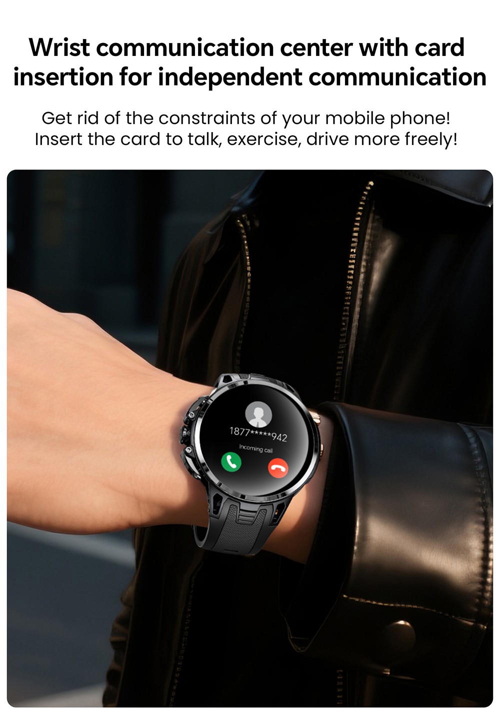 LOKMAT APPLLP 4 PRO Smartwatch, 1.75 inch AMOLED Screen, 5G Calling, NFC Function, Heart Rate Monitoring, Multiple Sports Modes - Black