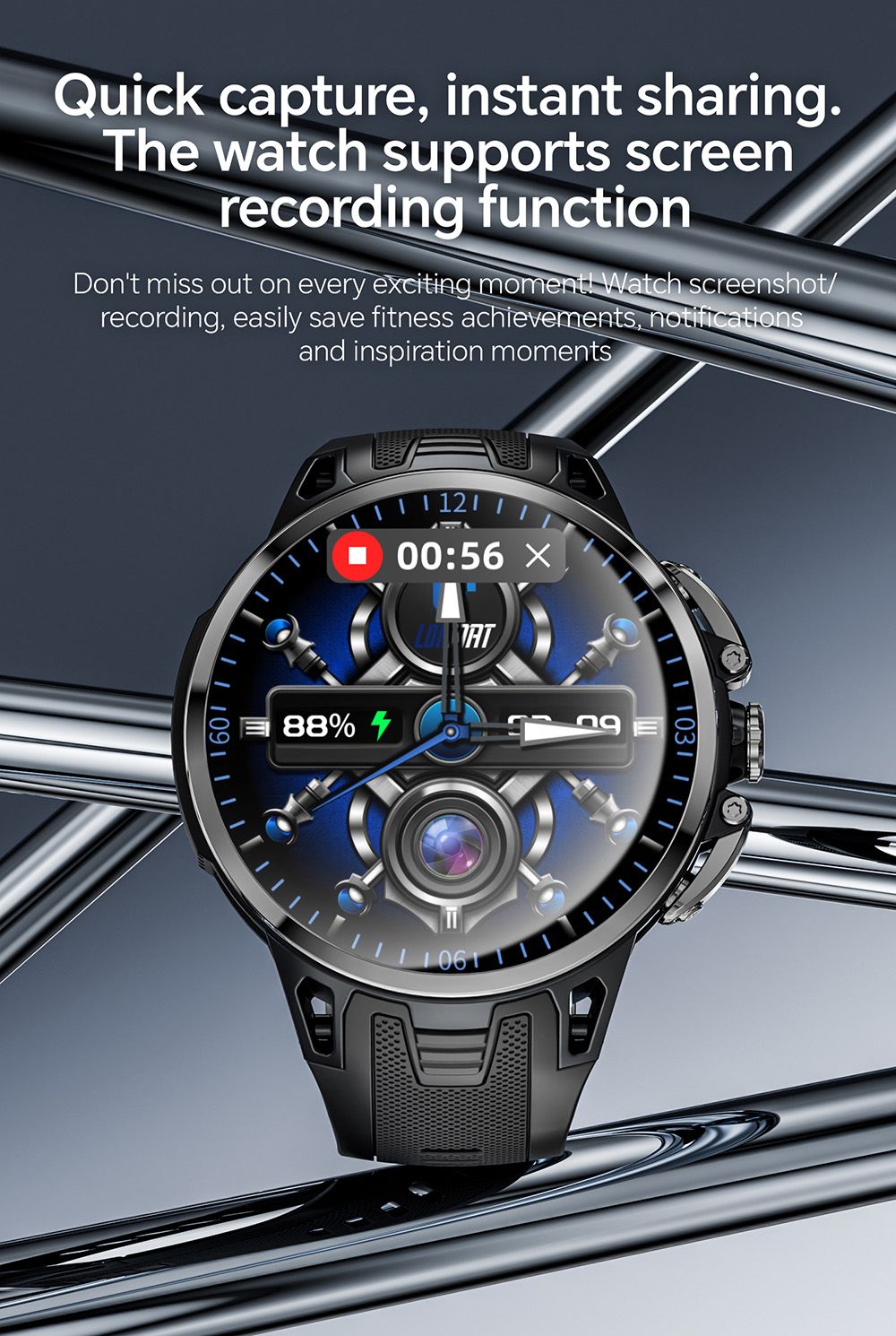 LOKMAT APPLLP 4 PRO Smartwatch, 1.75 inch AMOLED Screen, 5G Calling, NFC Function, Heart Rate Monitoring, Multiple Sports Modes - Golden