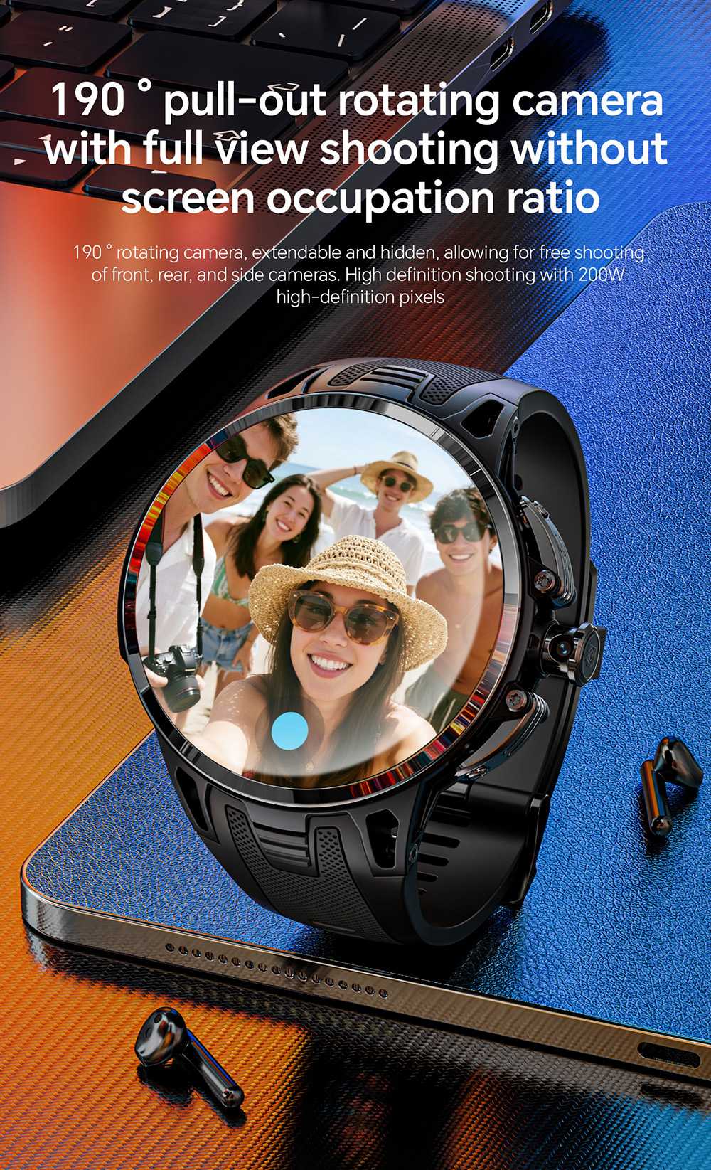 LOKMAT APPLLP 4 PRO Smartwatch, 1.75 inch AMOLED Screen, 5G Calling, NFC Function, Heart Rate Monitoring, Multiple Sports Modes - Golden