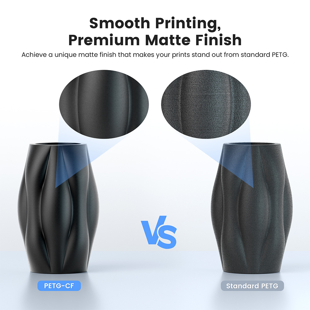 Filament d'impression 3D Mecpow PETG-CF, 1 kg - Noir
