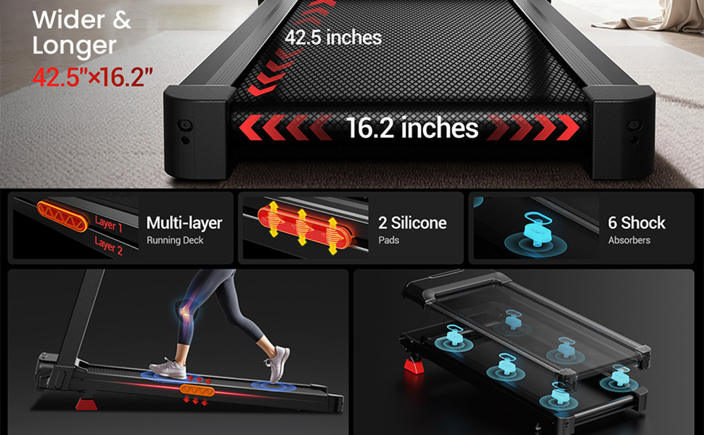 ROBORE L20 Laufband, 3,5 PS bürstenloser Motor, 15 % verstellbare Steigung, 14 km/h Geschwindigkeit, 180 kg maximale Belastung, 40 × 107 cm Laufband, LED-Anzeige und Herzfrequenz-Handläufe