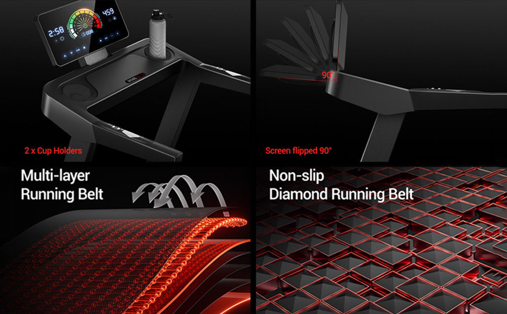 ROBORE L20 Laufband, 3,5 PS bürstenloser Motor, 15 % verstellbare Steigung, 14 km/h Geschwindigkeit, 180 kg maximale Belastung, 40 × 107 cm Laufband, LED-Anzeige und Herzfrequenz-Handläufe