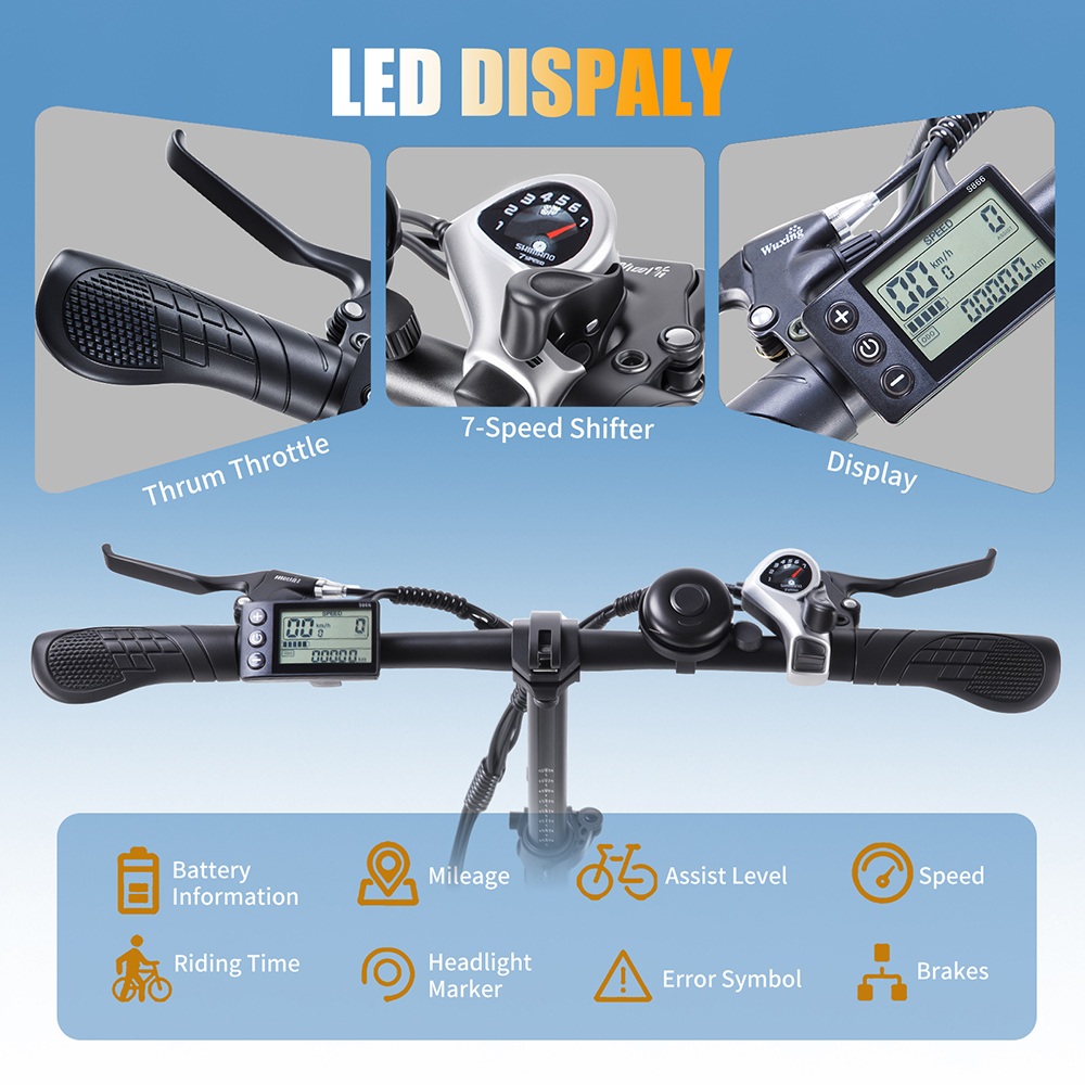 TWOFISH TF02 Electric Bike, 250W Motor, 36V 17.8Ah Battery, 20*4 inch Tires, 25km/h Max Speed, 100km Range, Mechanical Disc Brakes, Front Fork Suspension, 7-speed - Green