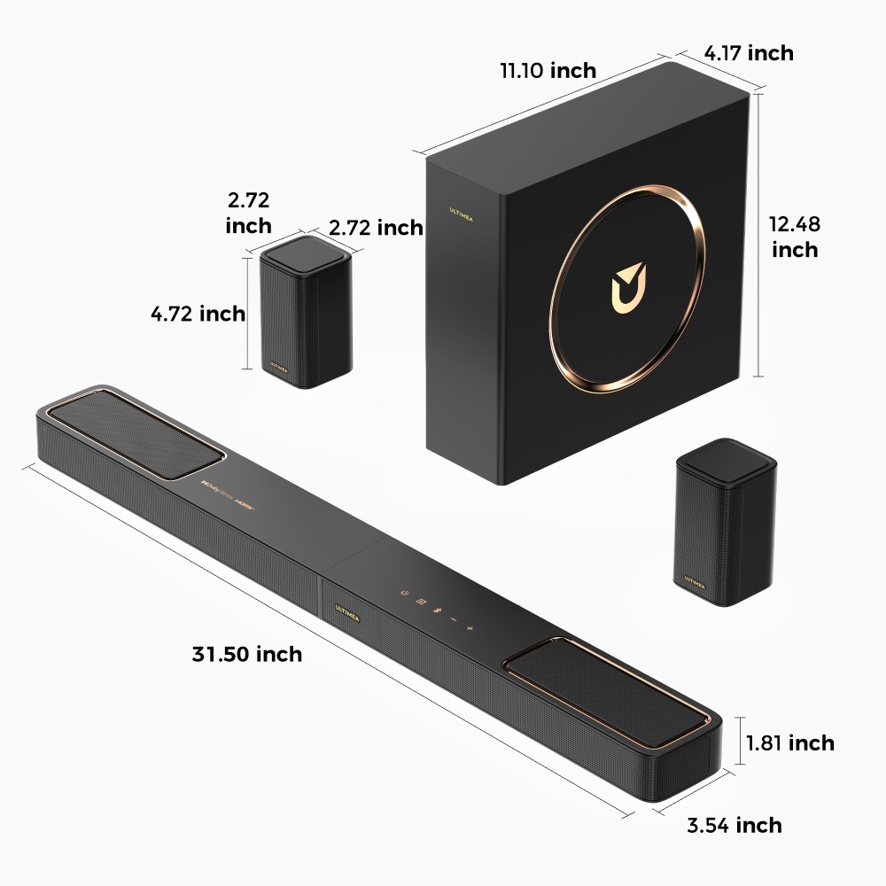 ULTIMEA Skywave F40 5.1.2-Kanal-Soundbar, Dolby Atmos, Bluetooth 5.4, 400 W Spitzenleistung, App-Steuerung