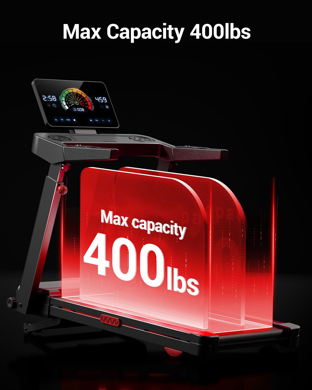 UMAY L10 Treadmill with 20% Auto Incline, 3.5HP Brushless Motor, 400lbs Max Load, 108cmx41.2cm Walking Area, Adjustable Height & Touchscreen Display, 6.5" Ultra-Slim Fold for Family Use