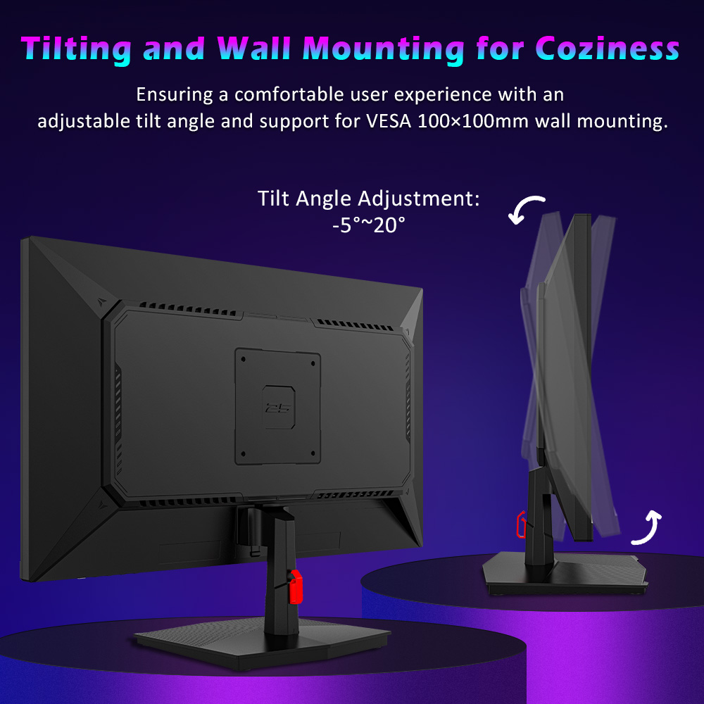 TITAN ARMY P2510HS Moniteur de jeu, écran IPS rapide CSOT 24,5 pouces 1920 x 1080, taux de rafraîchissement 300 Hz 240 Hz, HDR400, temps de réponse GTG de 1 ms, Adaptive-Sync, faible lumière bleue matérielle, assistance au jeu, affichage PIP/PBP