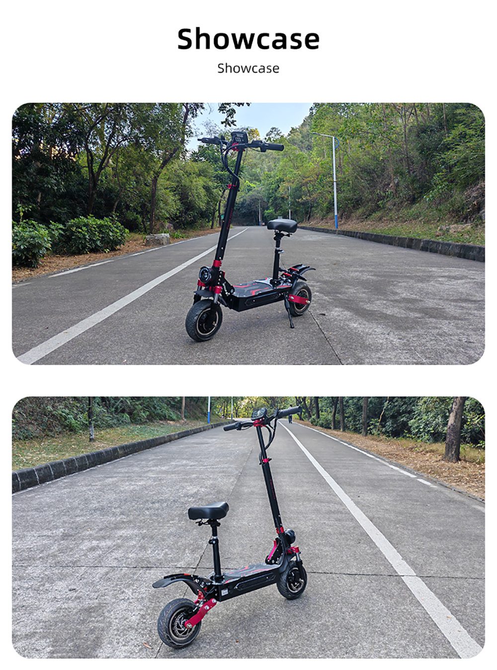 BOYUEDA Q7 Pro Max Elektroroller, 1600 W*2 Motor, 52 V 28 Ah Akku, 10 Zoll Reifen, 70 km/h Höchstgeschwindigkeit, 110 km Reichweite, zwei hydraulische Scheibenbremsen, hydraulischer Stoßdämpfer vorne und Federstoßdämpfer hinten, LCD-Display