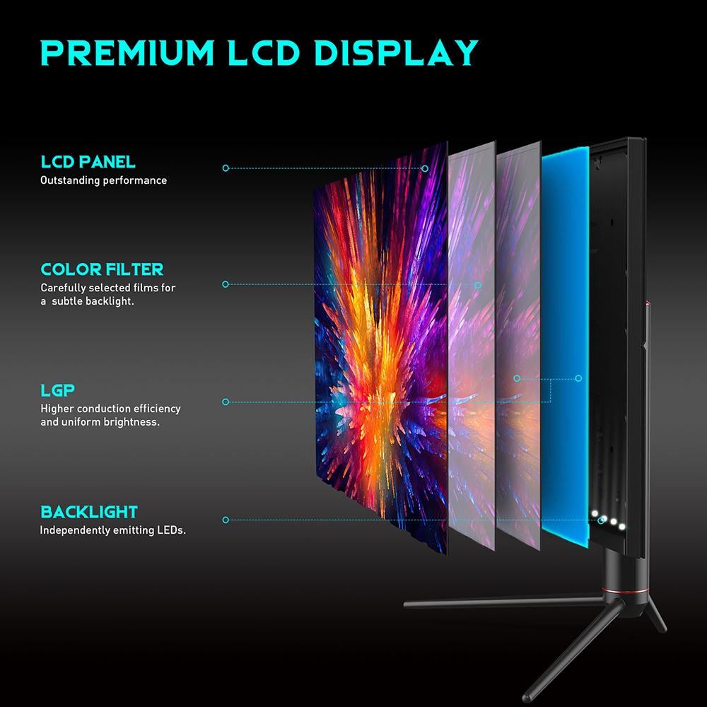 TITAN ARMY P32A2S2 gamer monitor, 2560 x 1440 QHD FAST IPS Panel, 240Hz Frissítési frekvencia, HDR400, 1ms GTG, GamePlus mód, Adaptív szinkron, PIP/PBP Osztott Képernyő, 2*HDMI 2.1 2*DP 1.4, E-Sport Háttérvilágítás, Állítható Állvány
