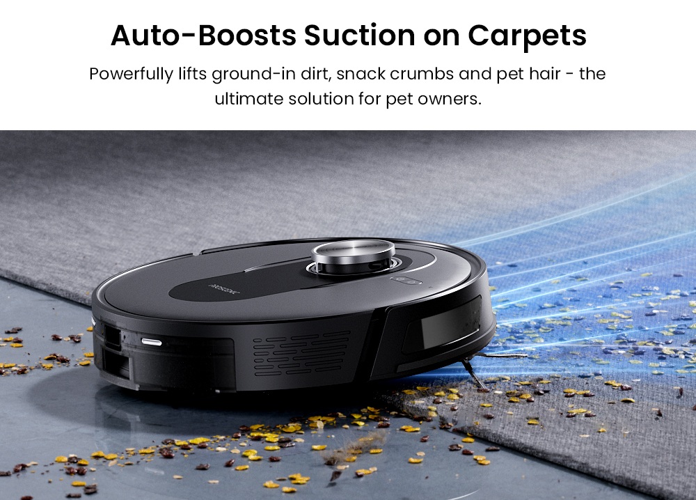 Proscenic Q8 Max+ Robot Aspirateur et Laveur, Aspiration 8000Pa, Autonomie 200 min, Batterie 3200mAh, Vidange Automatique 60 Jours, Sac à Poussière 3L, Navigation LDS LiDAR, Cartographie Multi-Étages, Commande via App & Voix
