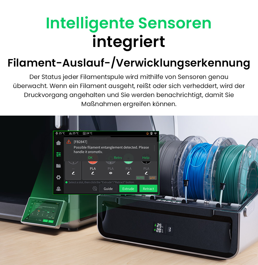 Creality CFS-C Filamentsystem für K1C / K1 Max / K1 / K1 SE, bis zu 16 Farben, automatisches Schneiden, Auslauferkennung & Echtzeitüberwachung