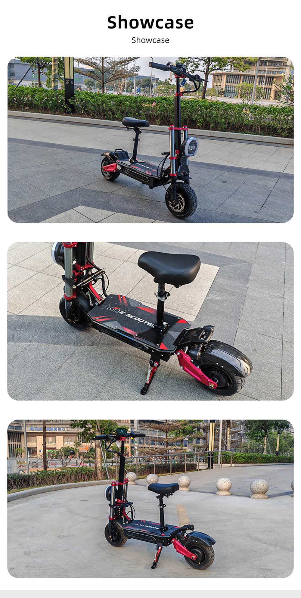 BOYUEDA S5-11 Trottinette électrique, moteur 2*3000W, batterie 60V 38AH, pneu 11 pouces, vitesse maximale 85km/h, autonomie 120km, freins à disque hydrauliques doubles, amortisseur hydraulique, écran LCD