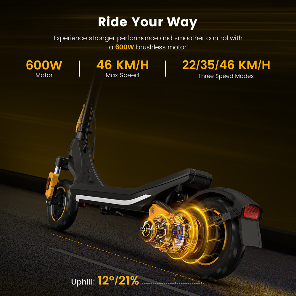 KUGOO M3 PRO Elektroroller, 600-W-Motor, 48-V-13-Ah-Akku, 10-Zoll-Reifen, 46 km/h Höchstgeschwindigkeit, 64 km Reichweite, Doppelscheibenbremsen, Doppelfederung, NFC-Entsperrung