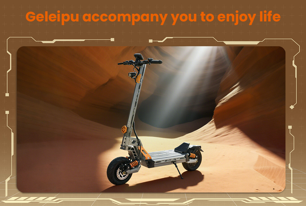 GELEIPU GT EVO elektromos robogó, 1600 W*2 motor, 60 V 36 Ah akkumulátor, 11 hüvelykes gumik, 86 km/h maximális sebesség, 95 km hatótáv, hidraulikus fékek, hidraulikus rugós lengéscsillapító
