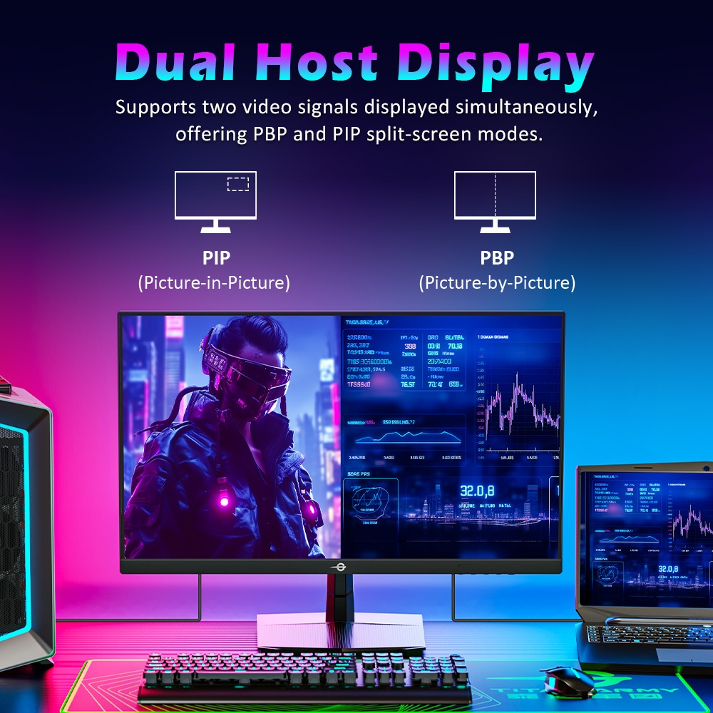 TITAN ARMY P2510HS gamer monitor, 24,5 hüvelykes 1920*1080 CSOT Gyors IPS Kijelző, 300Hz 240Hz Frissítési Frekvencia, HDR400, 1 ms GTG Válaszidő, Adaptív Szinkronizáció, Hardveres Alacsony Kék Fény Kiegyenlítés, Játéktámogatás, VESA Rögzítés