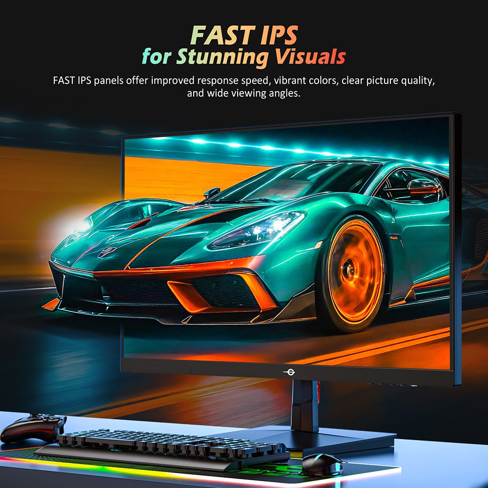 TITAN ARMY P2510G Gaming Monitor, 24.5'' 1920*1080 FAST IPS Screen, 180Hz Refresh Rate, HDR10, 99% sRGB, 1ms GTG, Adaptive Sync, Dynamic OD, Game Assist, 8 Scene Modes, Hardware Low Blue Light, Adjustable Tilt, VESA Mount, 1*HDMI2.0 1*DP1.4 1* Audio