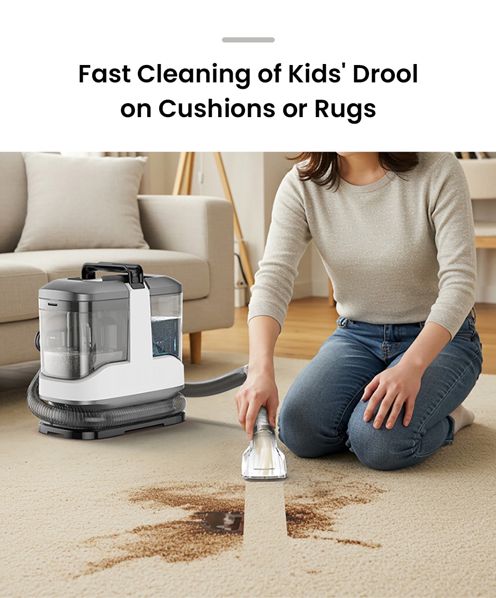 MAMNV C3 Portable Fabric Cleaner, 13,000Pa Suction, 500W Brush Motor, 1.5m Flexible Hose, 1000ml Clean & 500ml Waste Tanks, Lightweight & Quiet, for Sofa/Carpet/ Mattress/Car