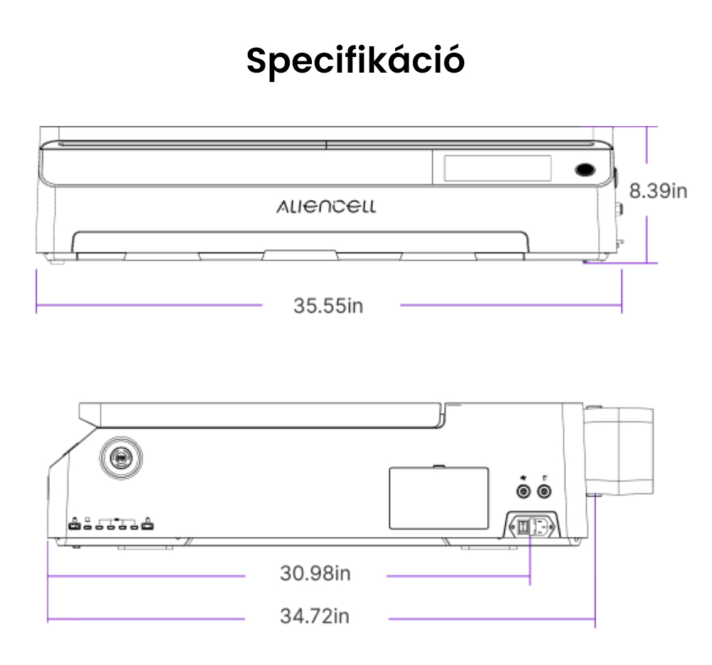 Aliencell X1 40W Asztali Diódalézer Gravírozó + Air Assist Pro, Sebesség 600 mm/s, Pontméret 0,08×0,1 mm, Munkaterület 610×477 mm, Dupla 8MP Autofókuszos Kamera, Önálló Érintőképernyő, 300+ Anyag és Fájlformátum Támogatás