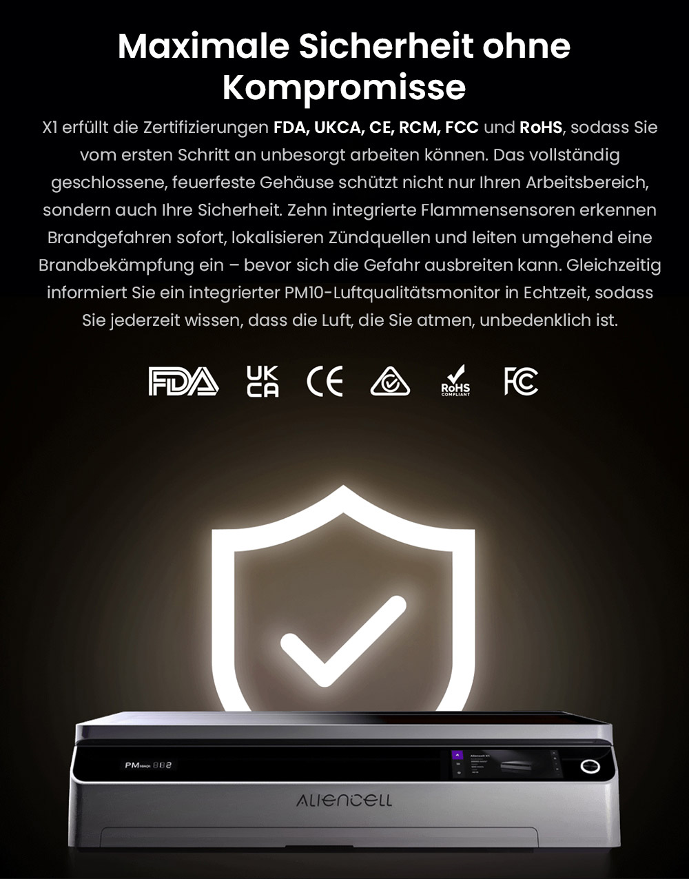 Aliencell X1 40W Lasergravierer + Air Assist Pro + Luftreiniger