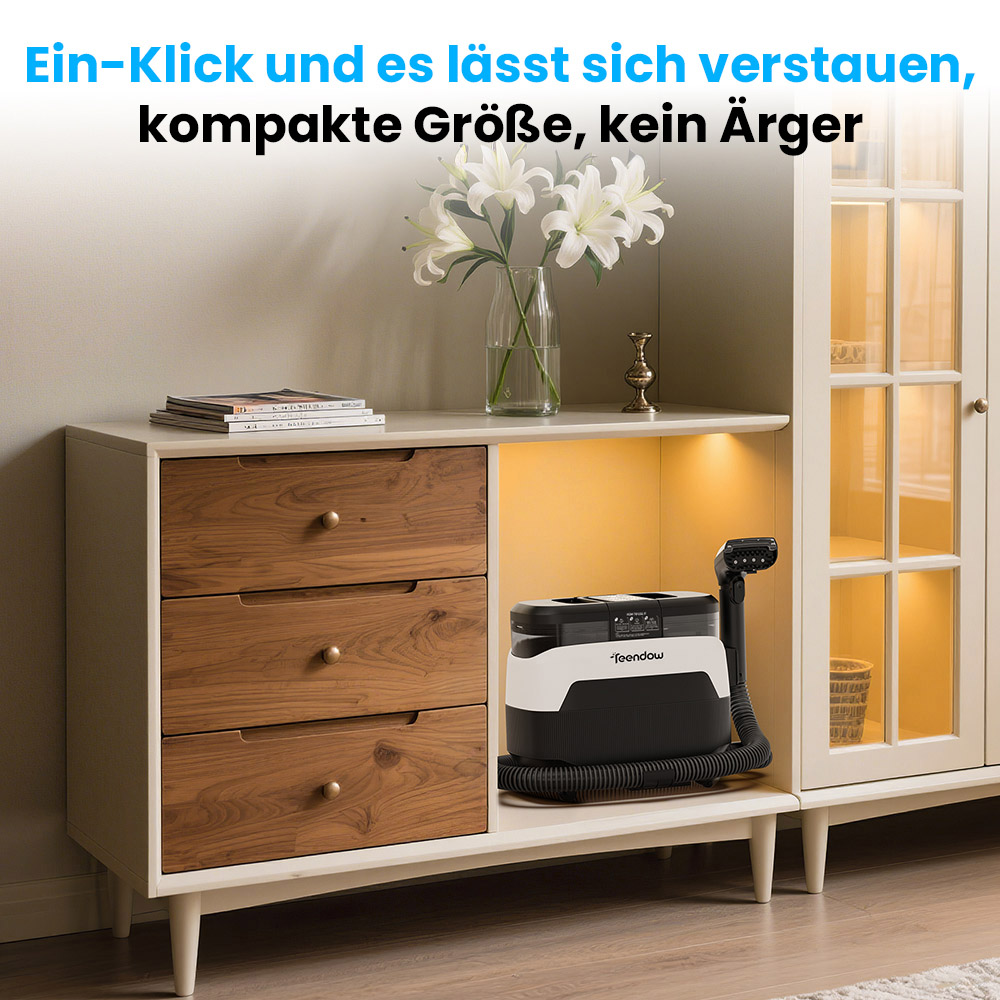Teendow C6 MAX 3-in-1-Polster- und Teppichreiniger, 1650 W Dampf, 12000 Pa Saugleistung, Doppeltanks, tierfreundlich