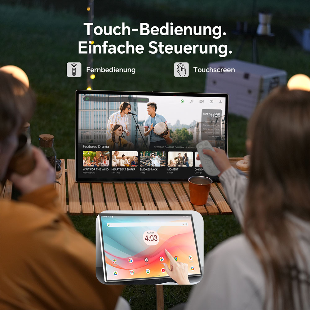 KTC A25Q5 24,5 Zoll tragbarer Touchscreen-Monitor, 1920*1080 Bildschirmauflösung, Google EDLA, Android 14, 8 GB RAM + 128 GB Speicher, 2*8W + 2*4W Lautsprecher, bis zu 8 Stunden Akkulaufzeit, 0-45° Schwenkwinkel und 90° Drehfunktion