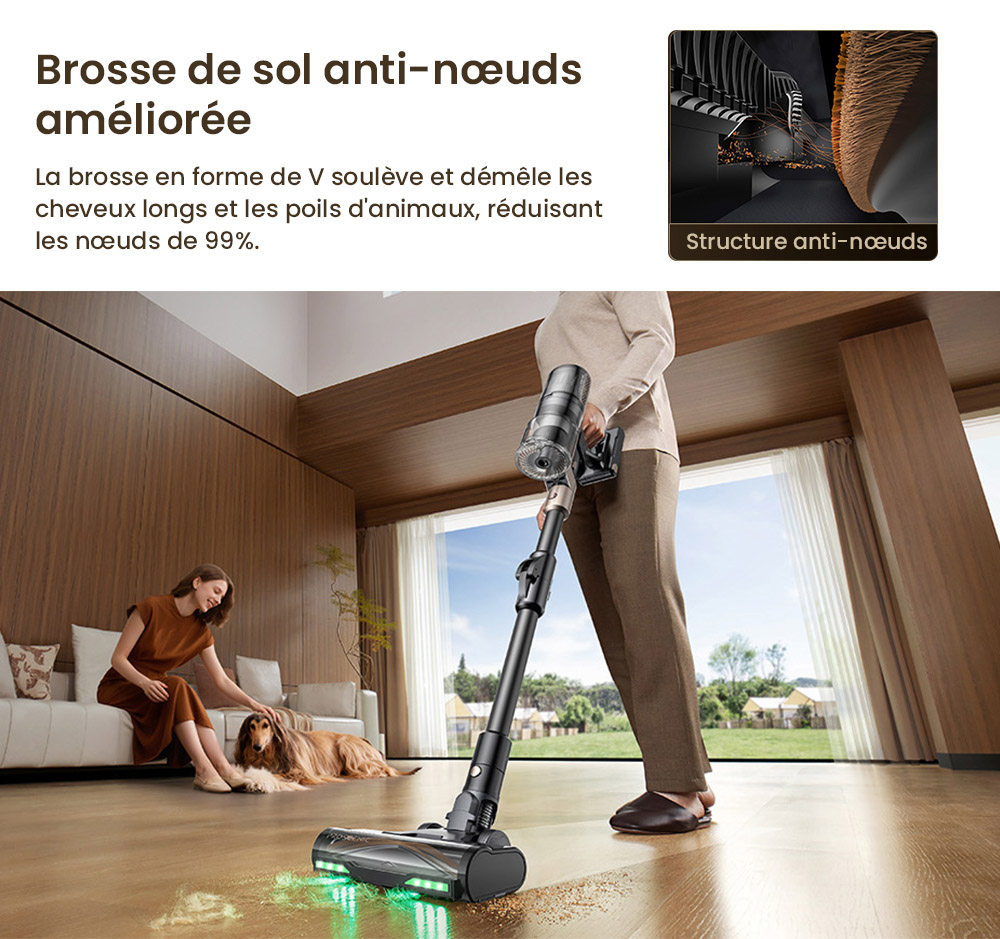 Proscenic P20 OnePass Aspirateur Sans Fil, Suction de 70000Pa, Autonomie de 70 Minutes, Moteur Brushless de 680W, Tube Flexible à 180°, Nettoyage Humide et Sec avec Réservoir d’Eau Supplémentaire