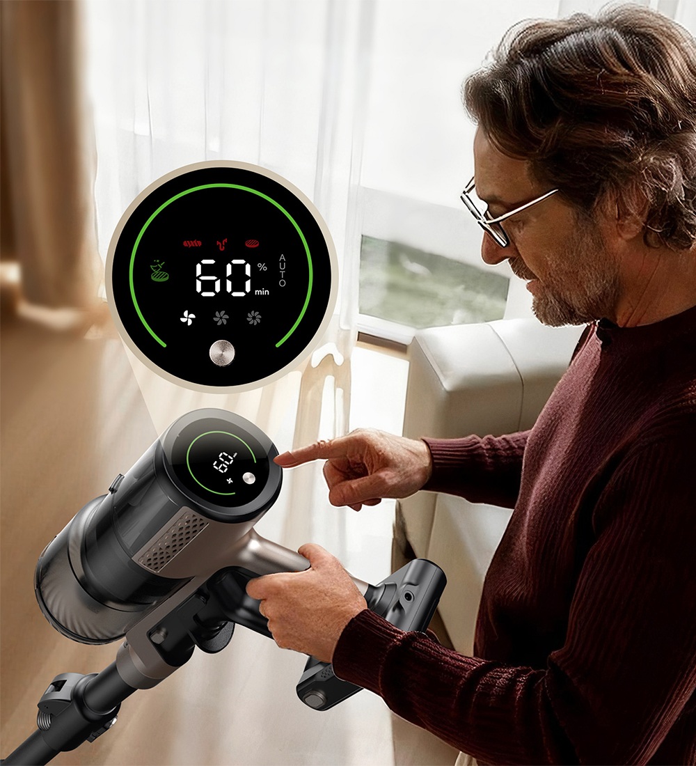 Proscenic P20 OnePass Vezeték Nélküli Porszívó, 70000Pa Szívóerő, 70 Perc Üzemidő, 680W Kefe Nélküli Motor, 180°-ban Hajlítható Cső, Nedves és Száraz Tisztítás Extra Víztartállyal