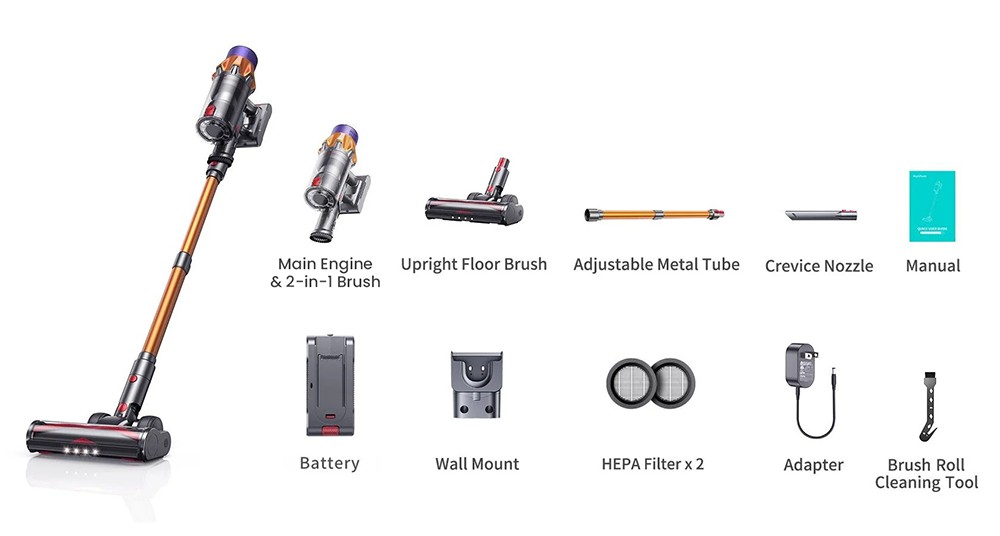 Honiture X7 Cordless Vacuum Cleaner, 45KPa Powerful Suction, 60 Mins Runtime, 1.5L Dust Capacity, Self-Standing 3-in-1 Stick Vacuum, LED Touchscreen, 7-Layer HEPA Filtration, Quiet ≤68 dB