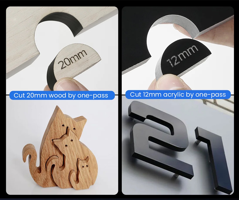 IKIER K1 Pro 24W Lasergravierer, 410 mm × 410 mm Arbeitsbereich, 800 mm/s Geschwindigkeit, 0,08 mm × 0,1 mm Laserfleck, 0,01 mm Präzision, Autofokus, automatisches Versenken und Schneiden in einem Durchgang