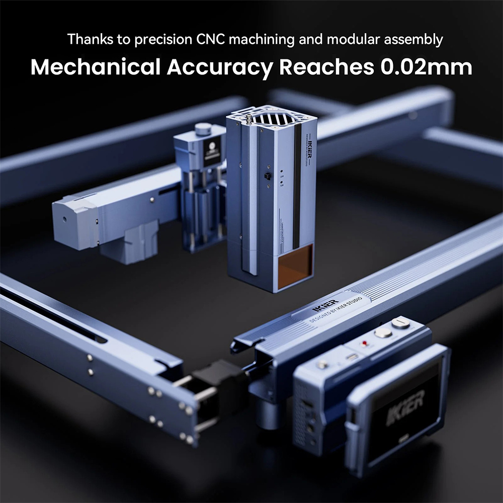 IKIER K1 Pro Max 70W Lasergravierer, 410×410mm Arbeitsbereich, 900mm/s Geschwindigkeit, 0,01mm Präzision, Dual-Gear-Laser, Ein-Tasten-Autofokus & automatisches Senkschneiden
