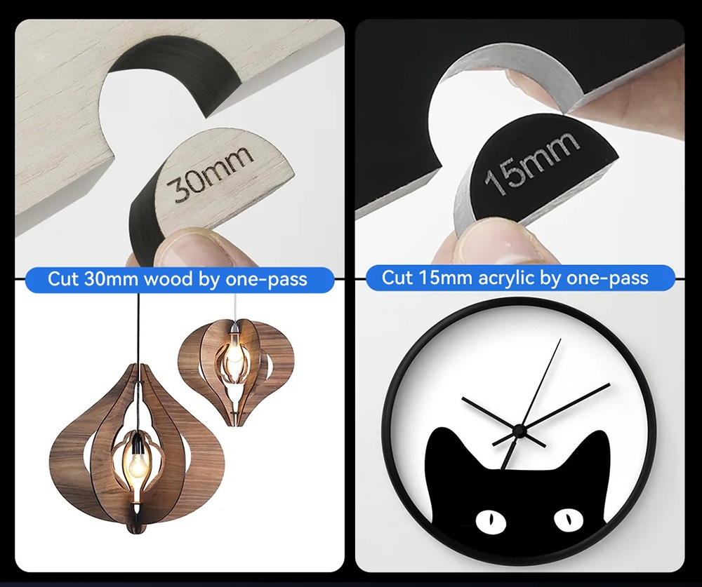 IKIER K1 Ultra 36W Lasergravierer, Arbeitsbereich 410 mm × 410 mm, Vorschubgeschwindigkeit 800 mm/s, Laserfleckgröße 0,08 mm × 0,1 mm, Präzision 0,01 mm, Autofokus, automatisches Senken und Schneiden in einem Durchgang