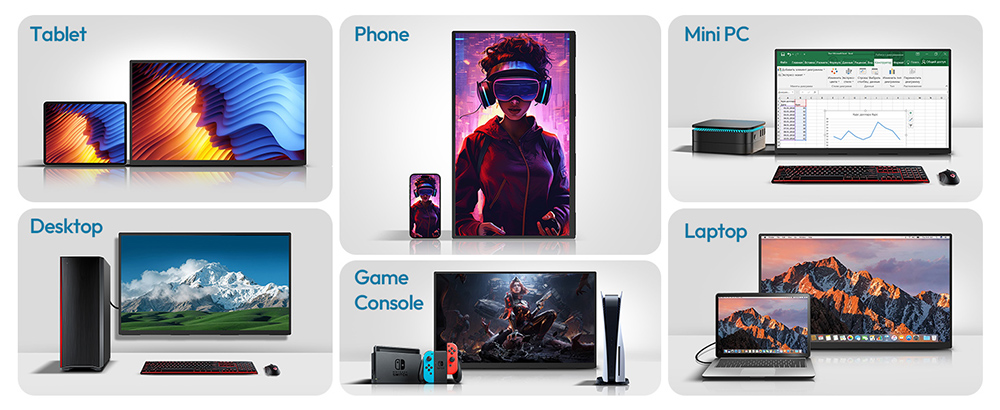 MESWAO S238 23.8 inch Portable Monitor, 1080P FHD IPS Screen, 120Hz Refresh Rate, 100% sRGB, 178° Wide Viewing Angle, Built-in Dual Speaker, 180° Adjustable Mount, 100x100mm VESA Mount, 2*Type-C, 1*HDMI, 1*Audio - US Plug