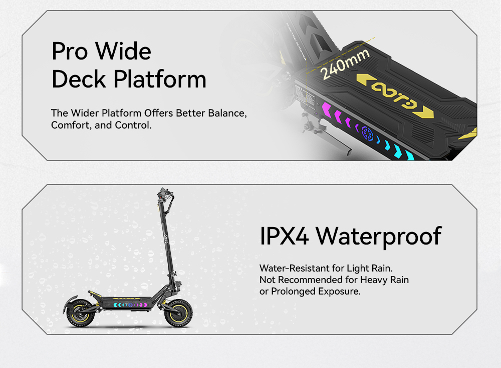 OOTD T10 Pro Elektroroller, 2*1300W Motor, 52V 23,4Ah Batterie, 11 Zoll Reifen, 65 km/h Höchstgeschwindigkeit, 70 km Reichweite, hydraulische Scheibenbremsen, Federung