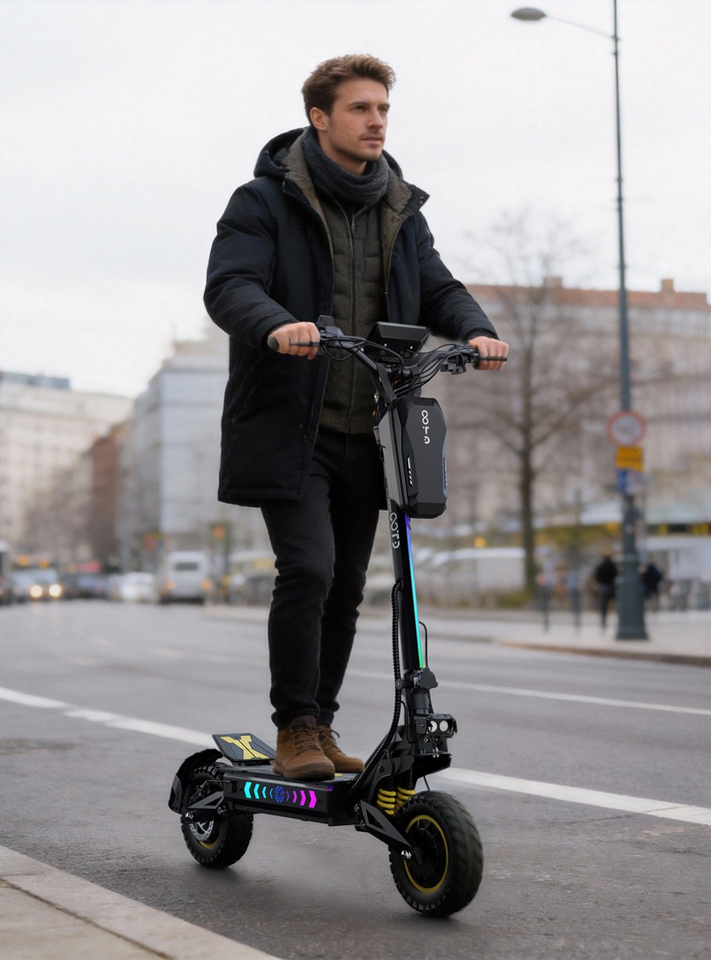OOTD T10 Pro Elektroroller, 2*1300W Motor, 52V 23,4Ah Batterie, 11 Zoll Reifen, 65 km/h Höchstgeschwindigkeit, 70 km Reichweite, hydraulische Scheibenbremsen, Federung