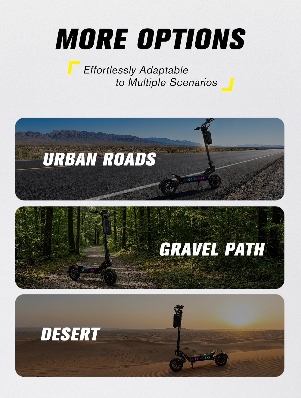 OOTD T10 Pro Electric Scooter, 2*1300W Motor, 52V 23.4Ah Battery, 11 inch Tires, 65km/h Max Speed, 70km Range, Hydraulic Disc Brakes, Spring Suspension