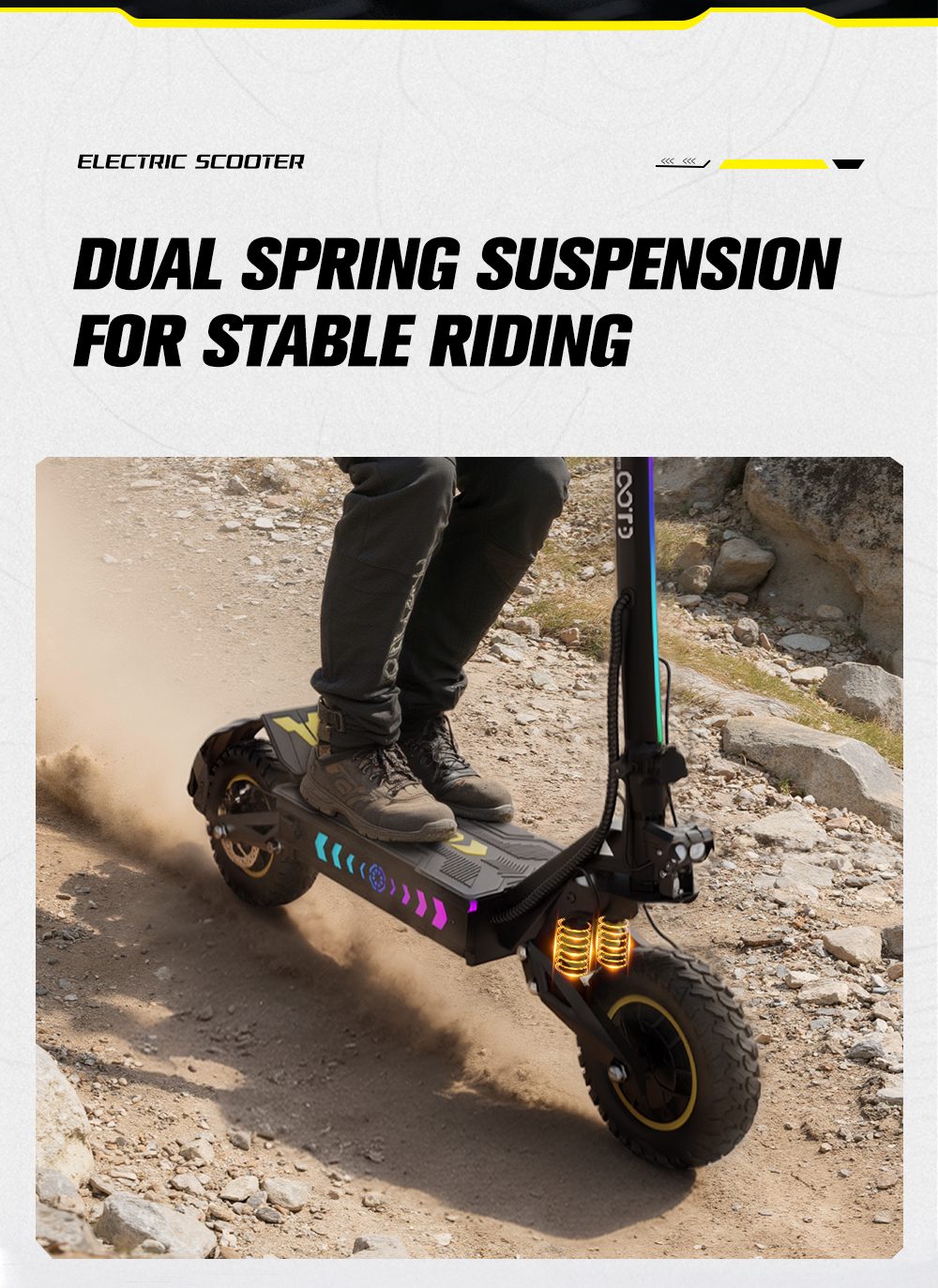 OOTD T10 Pro Electric Scooter, 2*1300W Motor, 52V 23.4Ah Battery, 11 inch Tires, 65km/h Max Speed, 70km Range, Hydraulic Disc Brakes, Spring Suspension