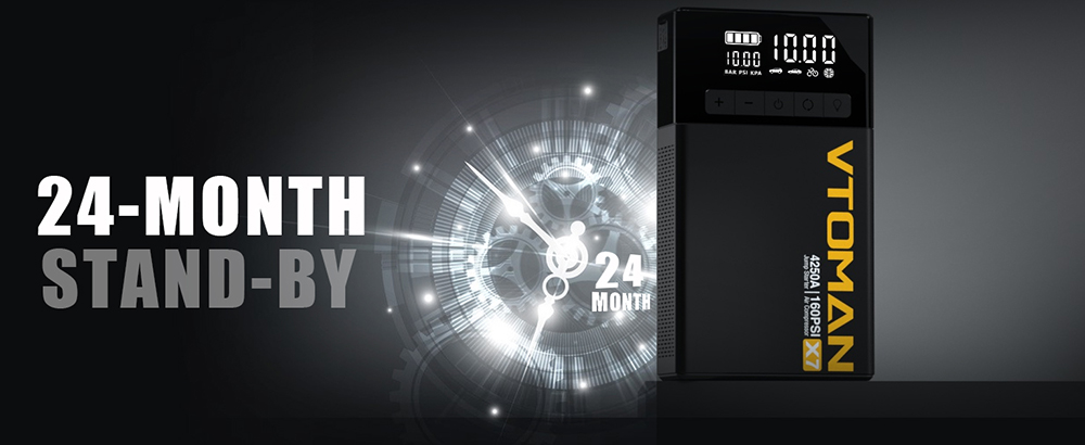 VTOMAN X7 Auto-Starthilfe mit Luftkompressor, 4250A Spitze, 12V Fahrzeuge bis zu 10L Benzin & 10L Diesel, 160 PSI Reifenfüller, 5,1" Smart Display, 88,8Wh Batterie