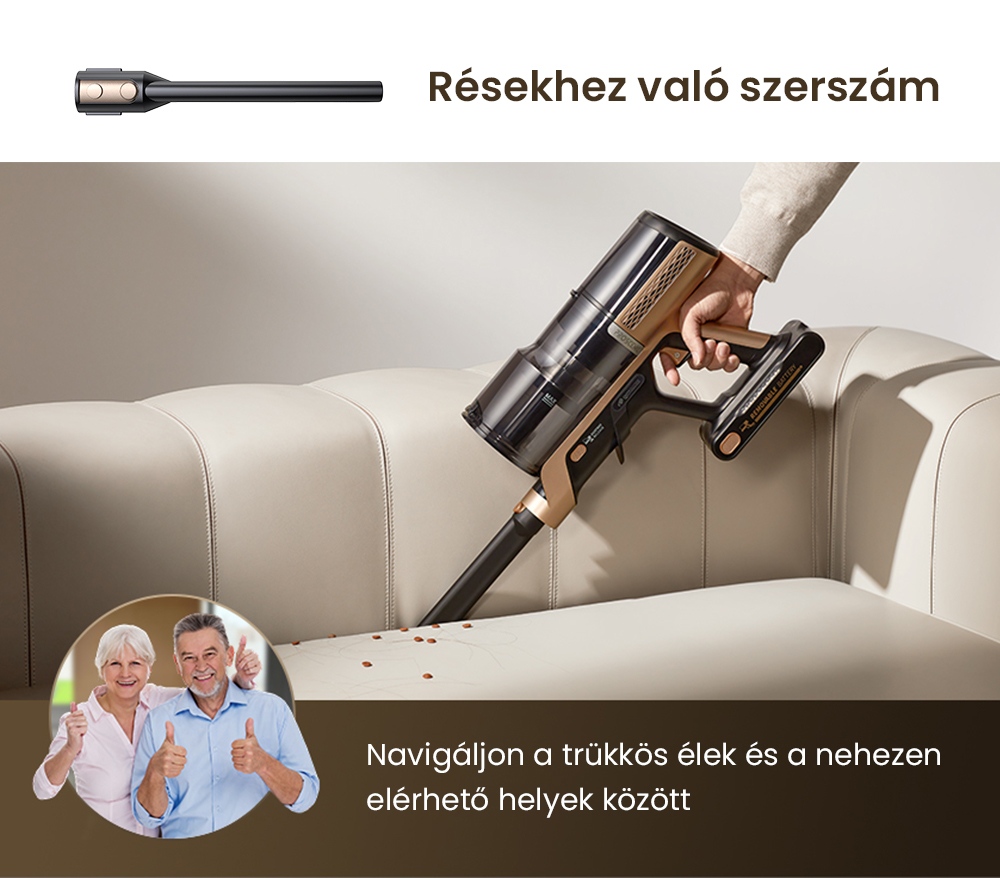 Proscenic P20 OnePass Vezeték Nélküli Porszívó, 70000Pa Szívóerő, 70 Perc Üzemidő, 680W Kefe Nélküli Motor, 180°-ban Hajlítható Cső, Nedves és Száraz Tisztítás Extra Víztartállyal