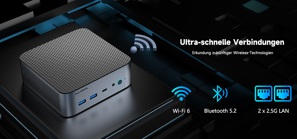 ALLIWAVA H90 Pro Mini-PC, AMD Ryzen 7 8745HS 8 Kerne Max 4,9 GHz, 16 GB DDR5 RAM 1 TB SSD, HDMI+DP+USB-C Dreifachanzeige, WiFi 6 Bluetooth 5.2, 4*USB3.2, 2*2,5G RJ45, 1*Audioanschluss