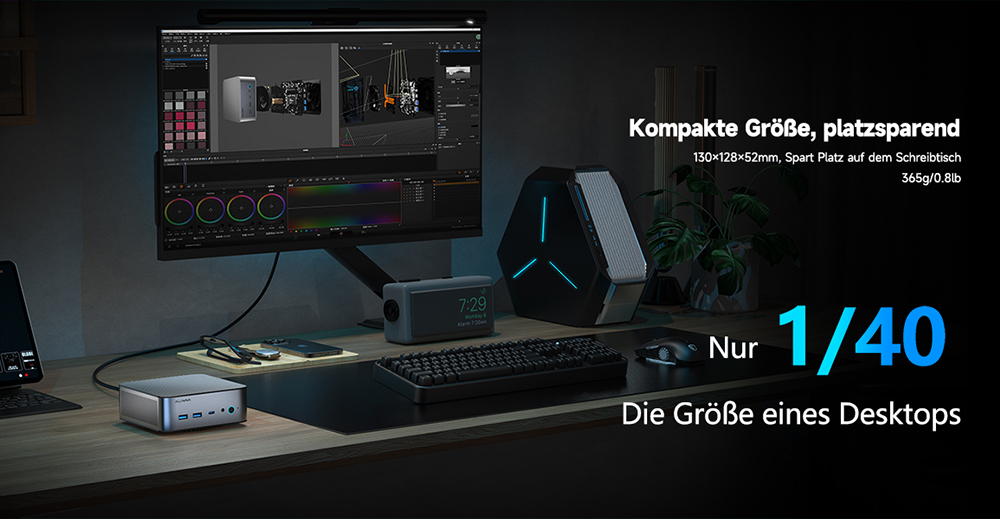 ALLIWAVA H90 Pro Mini-PC, AMD Ryzen 7 8745HS 8 Kerne Max 4,9 GHz, 16 GB DDR5 RAM 1 TB SSD, HDMI+DP+USB-C Dreifachanzeige, WiFi 6 Bluetooth 5.2, 4*USB3.2, 2*2,5G RJ45, 1*Audioanschluss