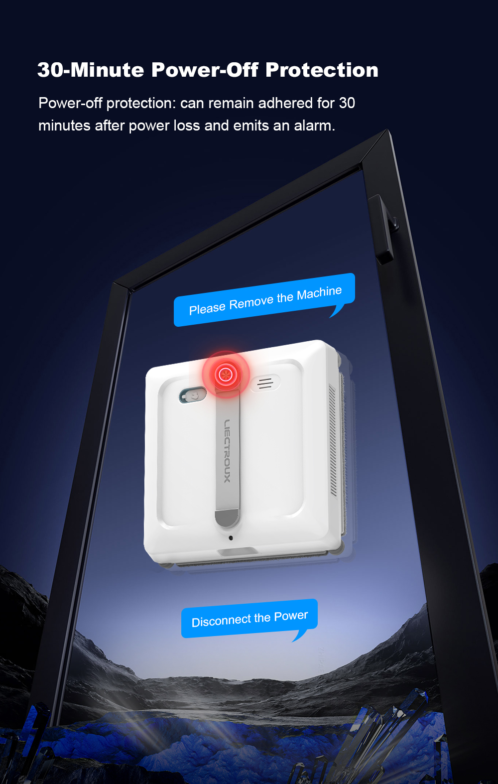 Liectroux S9 Window Cleaning Robot, Dual Roller Brushes, 6-way Water Spray, 9000Pa Suction, Remote and App Control