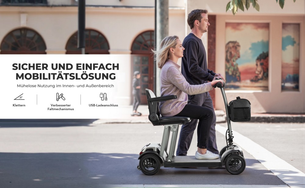 Sweetrich Air Traveller Scooter de mobilité, moteur 180W, batterie 24V 12Ah, vitesse maximale de 6 km, autonomie de 15 km